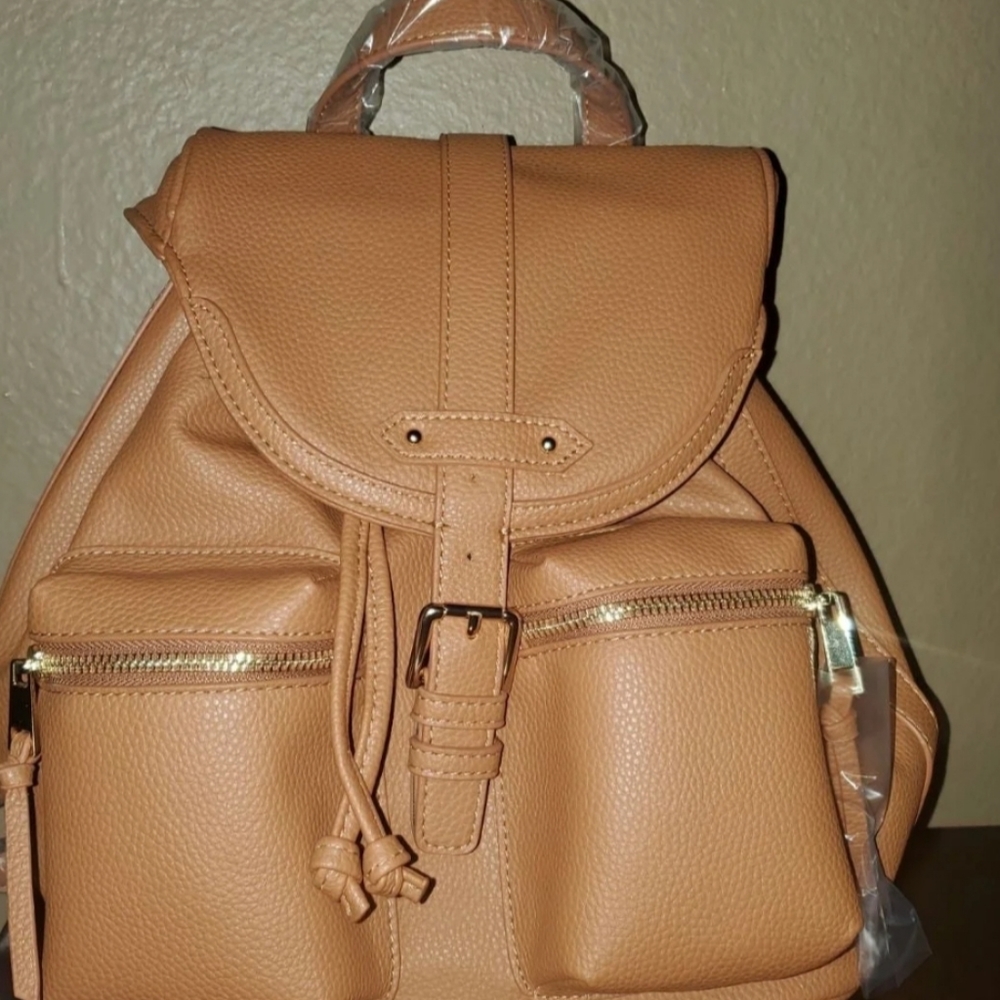 NWT justfab cognac backpack purse
